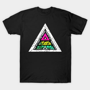 white illuminati pyramid triangle T-Shirt